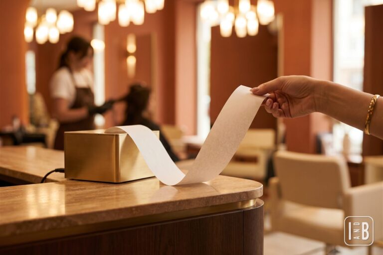 Lotteria degli scontrini in un salone: scontrino che esce dalla stampante fiscale